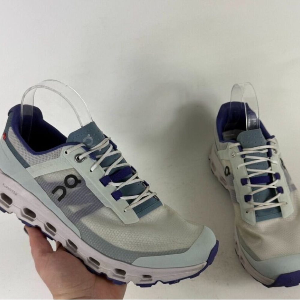 On Cloudvista Sneaker Women's 10.5 White Purple Waterproof Lace-Up Low Top Shoes